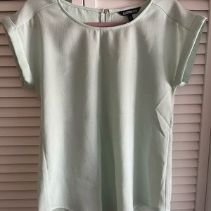 Cuffed cap sleeve mint colored blouse